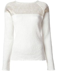 Женский белый свитер с круглым вырезом с рельефным рисунком от Suno