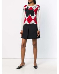 Женский белый свитер с круглым вырезом с ромбами от Moschino