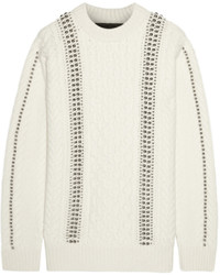 Женский белый свитер с круглым вырезом с украшением от Alexander Wang