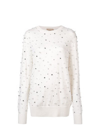 Женский белый свитер с круглым вырезом с украшением от Michael Kors Collection
