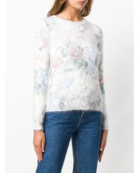 Женский белый свитер с круглым вырезом с цветочным принтом от Dondup