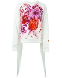 Женский белый свитер с круглым вырезом с цветочным принтом от Giamba