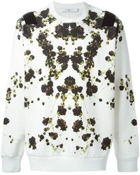 Мужской белый свитер с круглым вырезом с цветочным принтом от Givenchy
