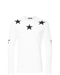 Белый свитер с круглым вырезом со звездами