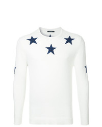 Мужской белый свитер с круглым вырезом со звездами от GUILD PRIME