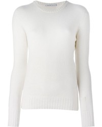 Женский белый свитер с круглым вырезом от Agnona