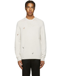 Мужской белый свитер с круглым вырезом от Alexander McQueen
