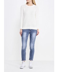 Женский белый свитер с круглым вырезом от Baon