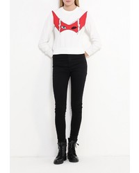 Женский белый свитер с круглым вырезом от Bright Girl