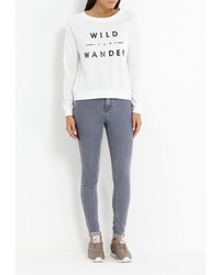 Женский белый свитер с круглым вырезом от Broadway