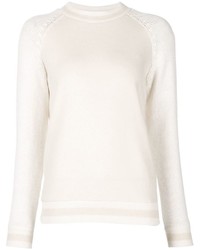 Женский белый свитер с круглым вырезом от Brunello Cucinelli