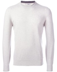 Мужской белый свитер с круглым вырезом от Brunello Cucinelli