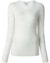 Женский белый свитер с круглым вырезом от Burberry