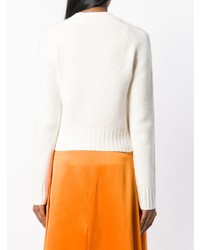 Женский белый свитер с круглым вырезом от Vince