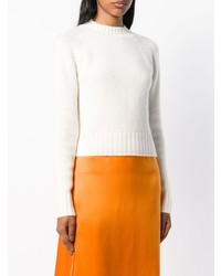 Женский белый свитер с круглым вырезом от Vince
