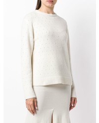 Женский белый свитер с круглым вырезом от Cashmere In Love