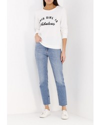 Женский белый свитер с круглым вырезом от Chic Chic