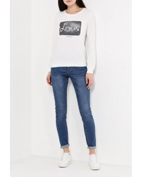 Женский белый свитер с круглым вырезом от Chic Chic