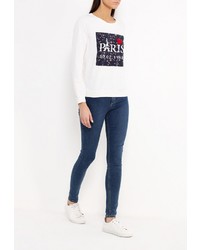 Женский белый свитер с круглым вырезом от Chic Chic