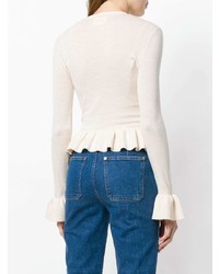 Женский белый свитер с круглым вырезом от Khaite