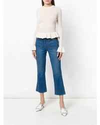 Женский белый свитер с круглым вырезом от Khaite