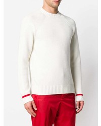Мужской белый свитер с круглым вырезом от Prada