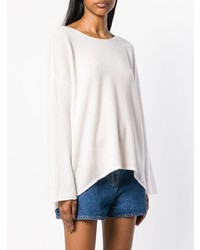 Женский белый свитер с круглым вырезом от Le Kasha