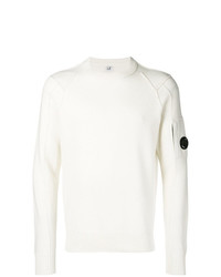Мужской белый свитер с круглым вырезом от CP Company