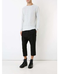 Мужской белый свитер с круглым вырезом от Rick Owens