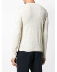 Мужской белый свитер с круглым вырезом от Prada