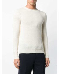 Мужской белый свитер с круглым вырезом от Prada