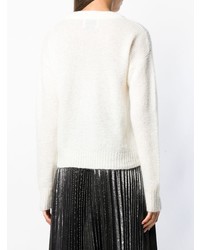 Женский белый свитер с круглым вырезом от Laneus