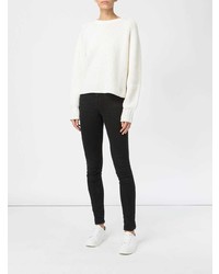 Женский белый свитер с круглым вырезом от Le Kasha