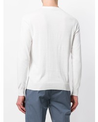 Мужской белый свитер с круглым вырезом от Paolo Pecora