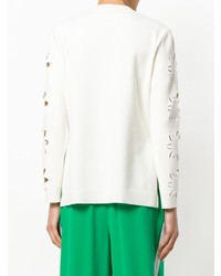 Женский белый свитер с круглым вырезом от Fendi