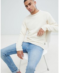 Мужской белый свитер с круглым вырезом от D-struct