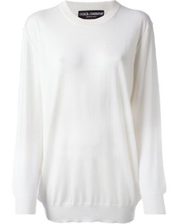 Женский белый свитер с круглым вырезом от Dolce & Gabbana