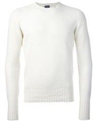 Мужской белый свитер с круглым вырезом от Drumohr