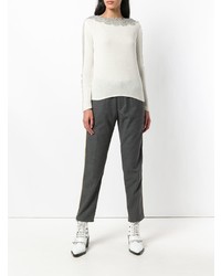 Женский белый свитер с круглым вырезом от Ermanno Scervino