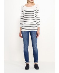 Женский белый свитер с круглым вырезом от F5