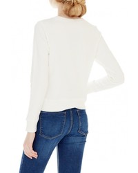 Женский белый свитер с круглым вырезом от Grezzo