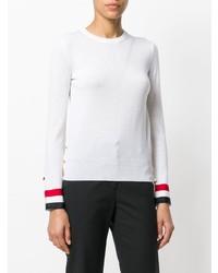 Женский белый свитер с круглым вырезом от Thom Browne
