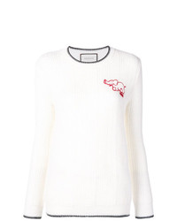 Женский белый свитер с круглым вырезом от Gucci