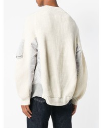 Мужской белый свитер с круглым вырезом от Sacai