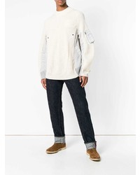 Мужской белый свитер с круглым вырезом от Sacai