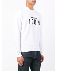 Мужской белый свитер с круглым вырезом от DSQUARED2