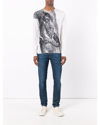 Мужской белый свитер с круглым вырезом от Alexander McQueen