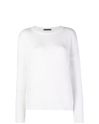 Женский белый свитер с круглым вырезом от Incentive! Cashmere