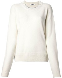 Женский белый свитер с круглым вырезом от Jil Sander