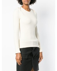 Женский белый свитер с круглым вырезом от Paco Rabanne